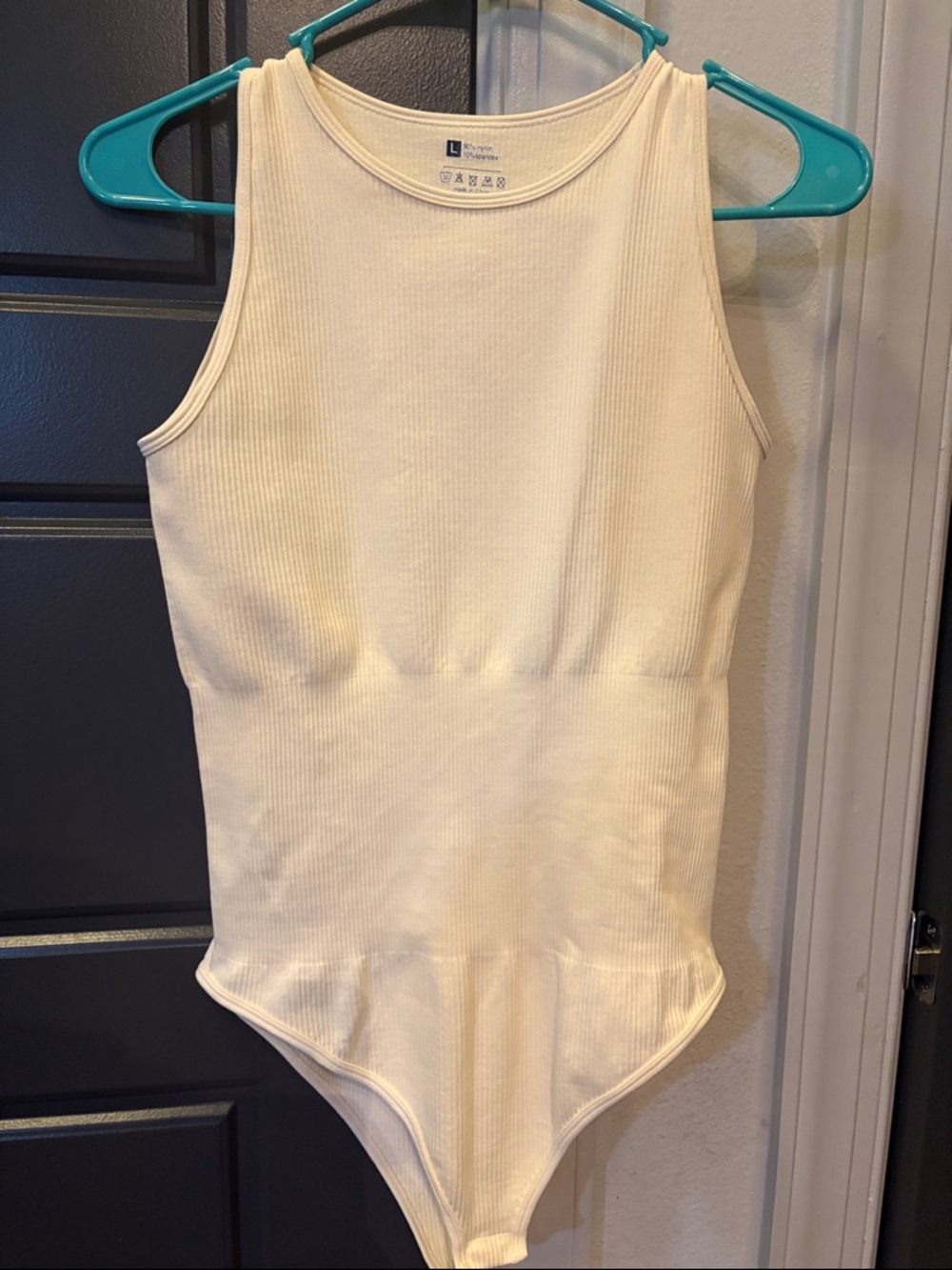 Ribbed Sleeveless Bodysuit - Cream